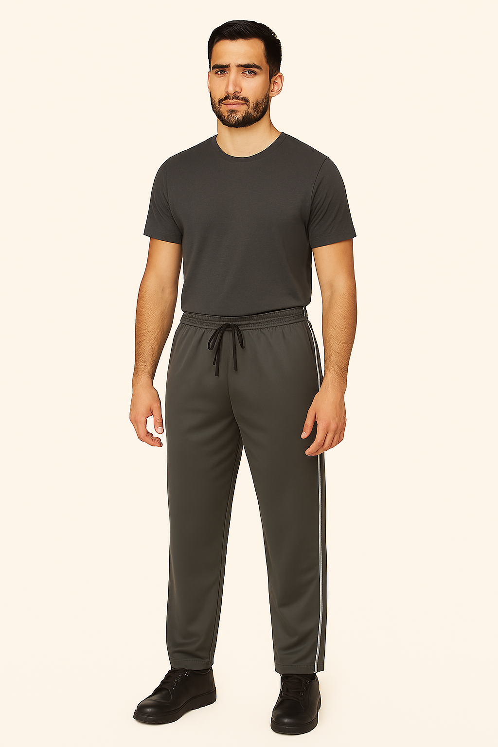 Αθλητικό Παντελόνι Γυαλιστερό Γκρί με Ρίγα & Τσέπες με Φερμουάρ – Ιδανικό για Καθημερινή Χρήση & Εργασίες