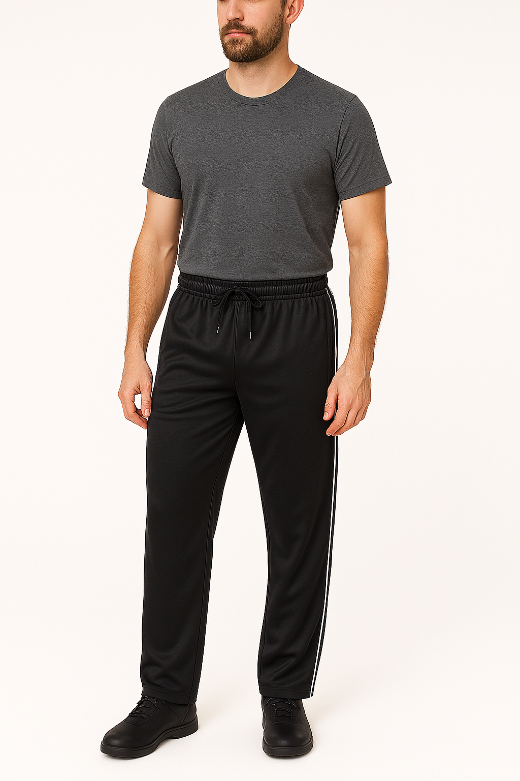 Αθλητικό Παντελόνι Γυαλιστερό Μάυρο με Ρίγα & Τσέπες με Φερμουάρ – Ιδανικό για Καθημερινή Χρήση & Εργασίες