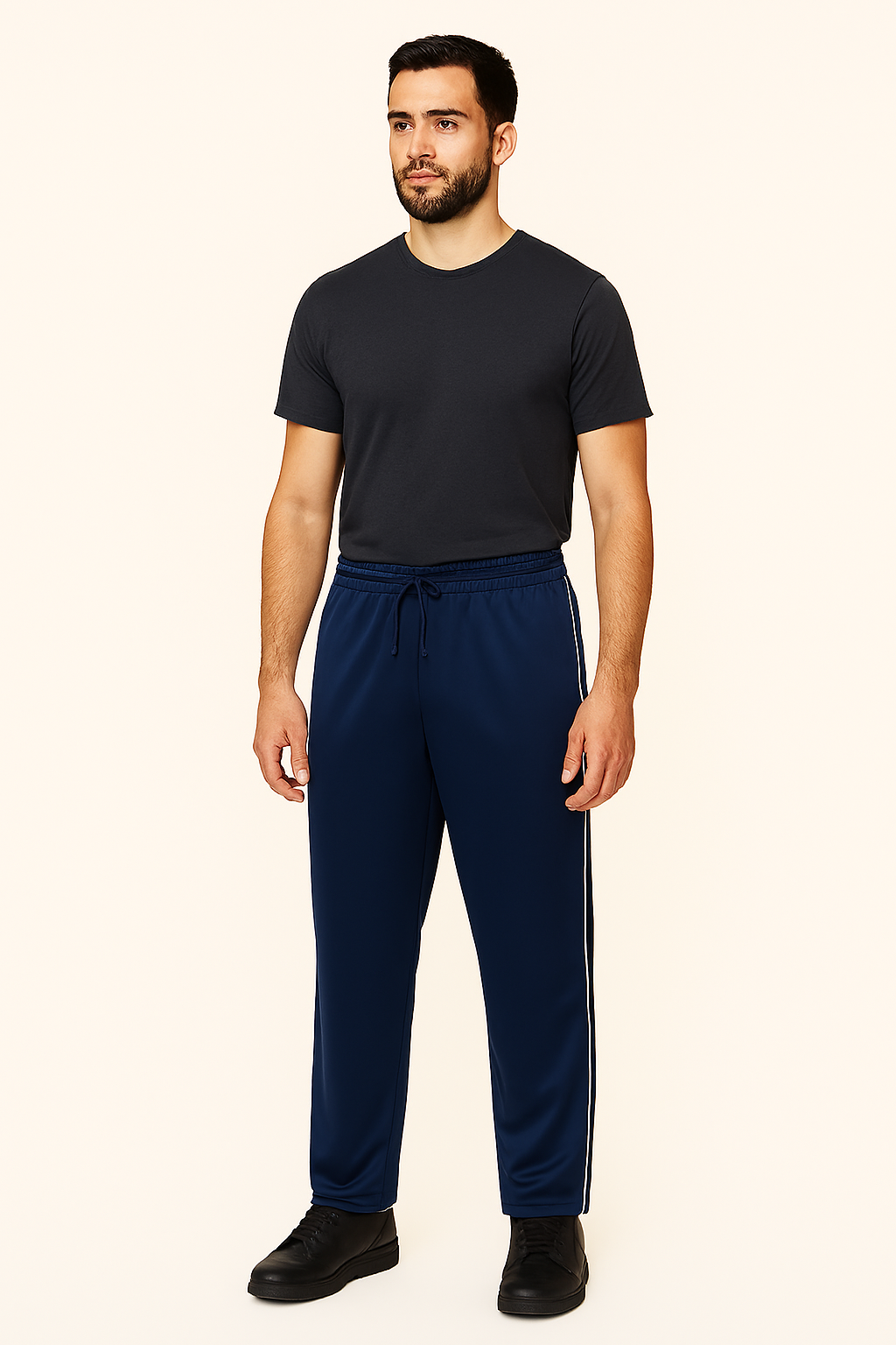 Αθλητικό Παντελόνι Γυαλιστερό Μπλέ Navy με Ρίγα & Τσέπες με Φερμουάρ – Ιδανικό για Καθημερινή Χρήση & Εργασίες